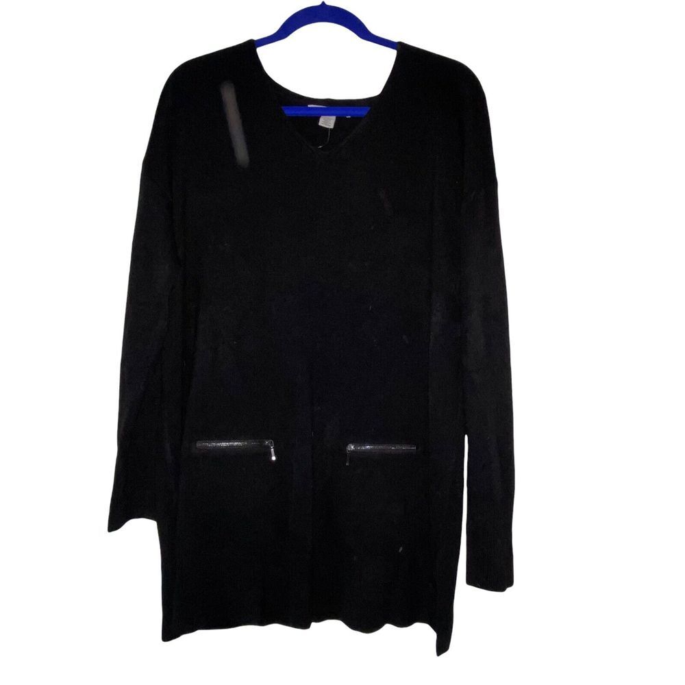 Ralsey Women's Tunic Sweater with Zipper Pockets Black Medium